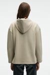 CAMELLIA Kadın Önü Nakışlı Etek Ucu Yırtmaçlı Kapüşonlu Comfort Fit Taş Rengi Sweatshirt