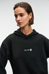 CAMELLIA Kadın Önü Nakışlı Etek Ucu Yırtmaçlı Kapüşonlu Comfort Fit Siyah Sweatshirt