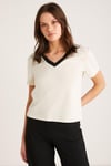 CAMILLE Örme Regular Ekru Tekli T-Shirt