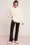 CARLY Örme Oversize Ekru Tekli Sweatshirt