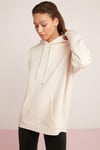 CARLY Örme Oversize Ekru Tekli Sweatshirt