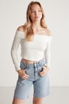 CASSIE Örme Regular Beyaz  Bluz