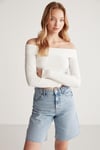 CASSIE Örme Regular Beyaz  Bluz