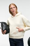 CLARIE Kadın Organik Pamuklu Oversize Kanguru Cepli Kapüşonlu Ekru Sweatshirt