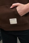 CLARIE Kadın Organik Pamuklu Oversize Kanguru Cepli Kapüşonlu Kahverengi Sweatshirt