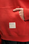 CLARIE Kadın Organik Pamuklu Oversize Kanguru Cepli Kapüşonlu Kırmızı Sweatshirt