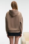 CLARIE Kadın Organik Pamuklu Oversize Kanguru Cepli Kapüşonlu Vizon Sweatshirt