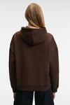CLARIE Kadın Organik Pamuklu Oversize Kanguru Cepli Kapüşonlu Kahverengi Sweatshirt