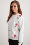 CLOUDY Örme Comfort Beyaz Tekli Sweatshirt