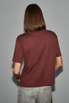 COLENA Kadın Organik Pamuklu Bisiklet Yaka Oversize Fit Kısa Kollu Kiremit Rengi T-Shirt