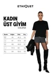 COLENA Kadın Organik Pamuklu Bisiklet Yaka Oversize Fit Kısa Kollu Siyah T-Shirt