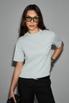 COLENA Kadın Organik Pamuklu Bisiklet Yaka Oversize Fit Kısa Kollu Gri T-Shirt