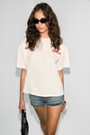 CUTS Kadın Organik Pamuklu Baskılı Bisiklet Yaka Oversize Ekru T-Shirt