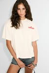 CUTS Kadın Organik Pamuklu Baskılı Bisiklet Yaka Oversize Ekru T-Shirt