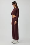 DEWANNA Kadın Uzun Kollu Crop Bordo Eşofman Takımı