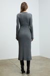 DUENDE Kadın Yuvarlak Yaka Çizgi Desenli Slim Fit Triko Grimelanj Elbise