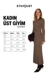 DUENDE Kadın Yuvarlak Yaka Çizgi Desenli Slim Fit Triko Vizon Elbise