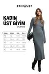 DUENDE Kadın Yuvarlak Yaka Çizgi Desenli Slim Fit Triko Grimelanj Elbise