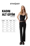 EFILIUS Kadın Slim Geniş Paça Fermuarlı Siyah Pantolon