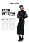 EFLOUR Kadın Dik Yakalı Büzgü Detaylı Esnek Kumaşlı Uzun Siyah Elbise