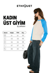 ELARIAH Kadın %100 Organik Pamuklu Kontrast Kol Renkli Oversıze Uzun Kollu Saks Mavi T-Shirt