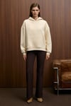 ELYRA Kadın Oversize Dikiş Detaylı Kapüşonlu Vizon Sweatshirt