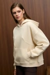 ELYRA Kadın Oversize Dikiş Detaylı Kapüşonlu Vizon Sweatshirt