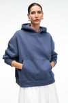 ELYRA Kadın Oversize Dikiş Detaylı Kapüşonlu Lacivert Sweatshirt