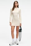 ENCANTO Kadın Yuvarlak Yaka Çizgi Desenli Slim Fit Ekru Elbise