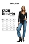 ENISSIA Kadın Derin V Yaka Esnek Kumaşlı Vücuda Oturan Siyah Bluz