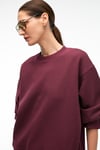 ESME Kadın Oversize Yuvarlak Yakalı Kol Ucu Ve Etek Ucu Manşetli Bordo Sweatshirt