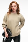 ESME Kadın Oversize Yuvarlak Yakalı Kol Ucu Ve Etek Ucu Manşetli Taş Rengi Sweatshirt