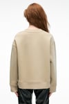 ESME Kadın Oversize Yuvarlak Yakalı Kol Ucu Ve Etek Ucu Manşetli Taş Rengi Sweatshirt