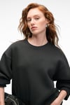 ESME Kadın Oversize Yuvarlak Yakalı Kol Ucu Ve Etek Ucu Manşetli Antrasit Sweatshirt