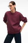 ESME Kadın Oversize Yuvarlak Yakalı Kol Ucu Ve Etek Ucu Manşetli Bordo Sweatshirt