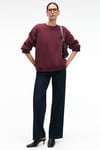 ESME Kadın Oversize Yuvarlak Yakalı Kol Ucu Ve Etek Ucu Manşetli Bordo Sweatshirt