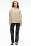 ESME Kadın Oversize Yuvarlak Yakalı Kol Ucu Ve Etek Ucu Manşetli Taş Rengi Sweatshirt