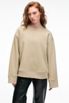 ESME Kadın Oversize Yuvarlak Yakalı Kol Ucu Ve Etek Ucu Manşetli Taş Rengi Sweatshirt