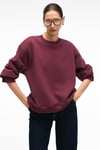 ESME Kadın Oversize Yuvarlak Yakalı Kol Ucu Ve Etek Ucu Manşetli Bordo Sweatshirt