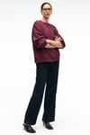 ESME Kadın Oversize Yuvarlak Yakalı Kol Ucu Ve Etek Ucu Manşetli Bordo Sweatshirt