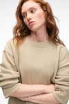 ESME Kadın Oversize Yuvarlak Yakalı Kol Ucu Ve Etek Ucu Manşetli Taş Rengi Sweatshirt