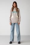 Establıshed Kadın Oversize Organik Pamuklu İçi Polarlı Kapşonlu Vizon Sweatshirt