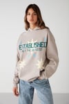 Establıshed Kadın Oversize Organik Pamuklu İçi Polarlı Kapşonlu Vizon Sweatshirt