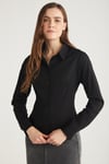 EVANGELINE Dokuma Slim Siyah Tekli Gömlek