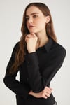 EVANGELINE Dokuma Slim Siyah Tekli Gömlek