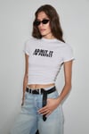 GALLURA Kadın Yumuşak Ve Esnek Kumaşlı Baskı Detaylı Yuvarlak Yakalı Kısa Kol Beyaz T-Shirt