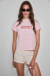 GALLURA Kadın Yumuşak Ve Esnek Kumaşlı Baskı Detaylı Yuvarlak Yakalı Kısa Kol Pembe T-Shirt