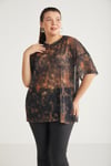 GLORINDA Örme Relaxed Siyah Tekli Büyük Beden T-shirt