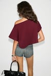 IBERIS Kadın %100 Organik Pamuklu Kayık Yakalı Rahat Kalıp Bordo T-Shirt