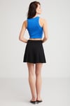 JOYCE Kadın Slim Fit Dar Kalıp Sıfır Kol Bisiklet Yaka Örme Crop Mavi Atlet